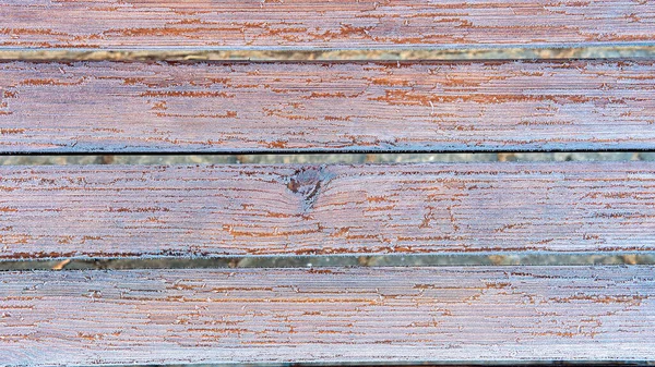 Background. Frozen wooden planks of the bench — Stock Photo, Image