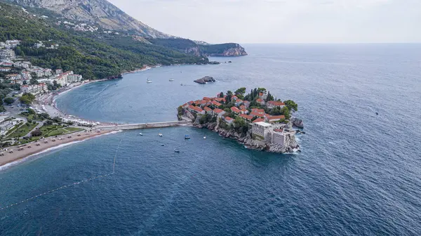 Sveti Stefan, view from the air the island hotel, Montenegro — Stock Photo, Image