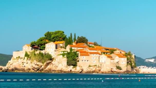 Νήσος του Αγίου Στεφάνου στο Μαυροβούνιο timelapse — Αρχείο Βίντεο