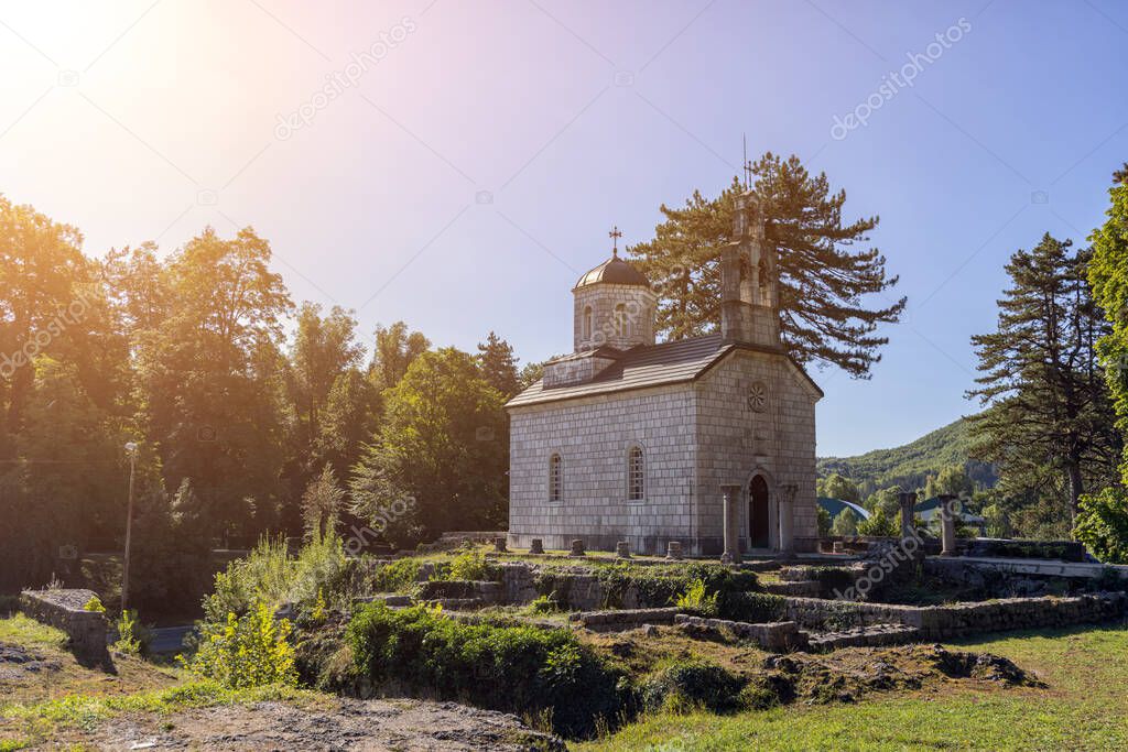 Ancient stone monastery in the old capital of Montenegro in the city of Cetinje