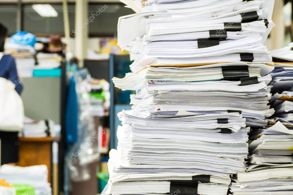 Piles of paper in the office
