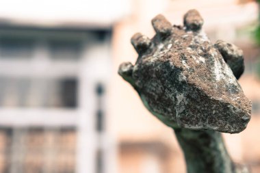 Ellerini sağ elinde bir kaya tutarak sallar.