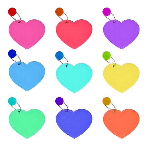 Set tag hearts colorful valentines day on white background — Stock Photo, Image