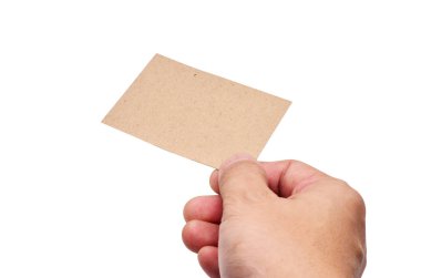 Elini tut kartvizit beyaz arka plan kırpma yolu üzerinde