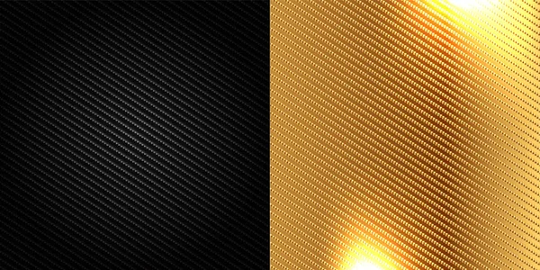 Preto e dourado fibra de carbono kevlar textura fundo — Vetor de Stock