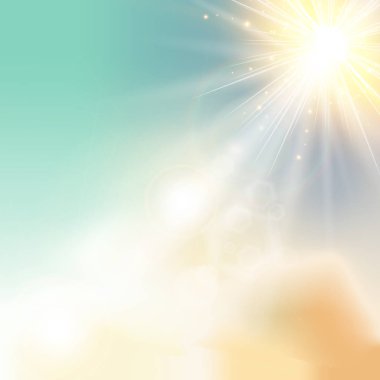 Lens ile gökyüzü doğadan güneş parlak güneş ışığı vect fişekleri