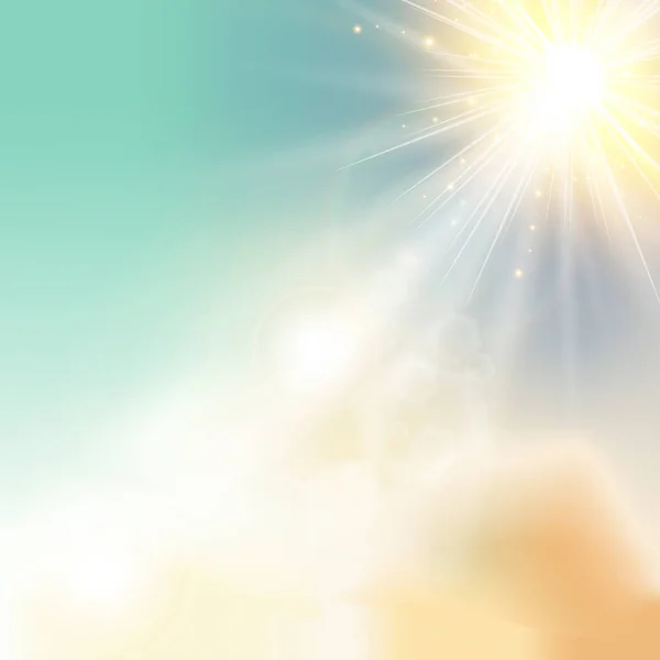 Le soleil brillante lumière du soleil de la nature du ciel avec des éruptions de lentilles vect — Image vectorielle