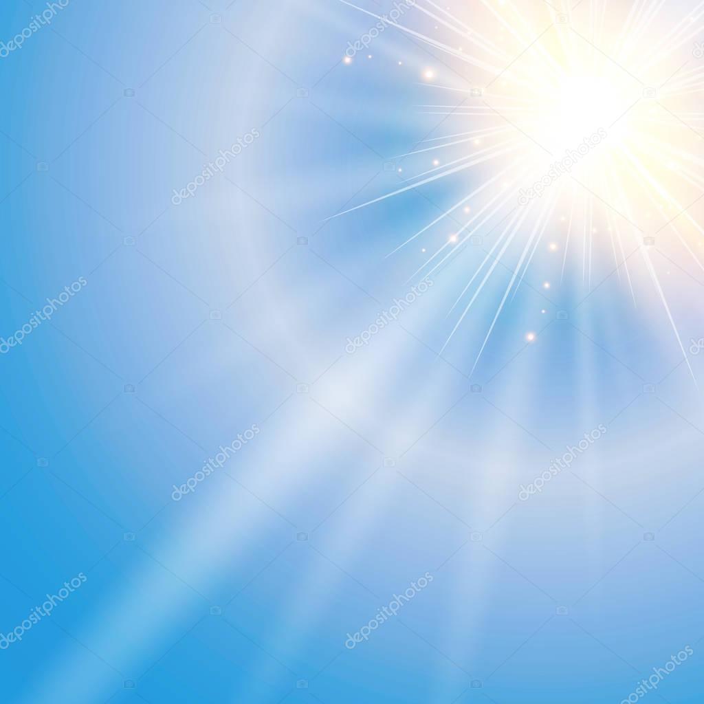 The sun shiny sunlight from the sky nature with lens flares vect