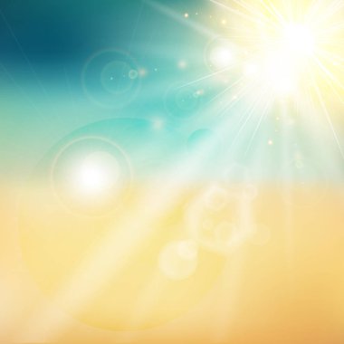 Yaz güneş ve beach parlak güneş ışığı len ile gökyüzü doğadan