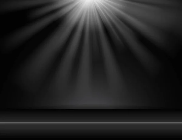 ベクトルの上の照明の暗い黒スタジオ ルームの背景 — ストックベクタ