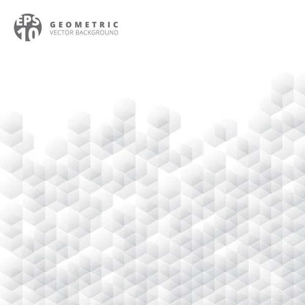 Absztrakt, geometrikus hatszög fehér és szürke rács mozaik háttér — Stock Vector
