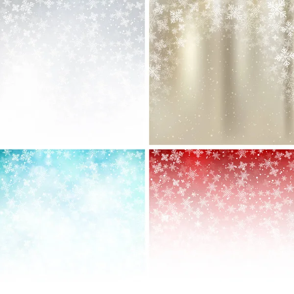 Set of winter white, gold, blue, red background christmas made o