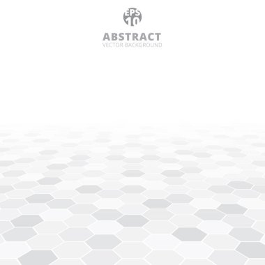 Soyut altıgen perspektif desen beyaz ve gri backgr renk