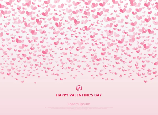 Happy Valentine 's day card with hearts pink on light pink backgr — стоковый вектор