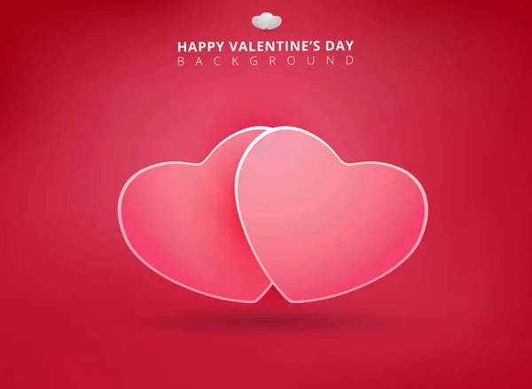 Feliz día de San Valentín sobre fondo rosa con corazones gemelos. Vector — Archivo Imágenes Vectoriales