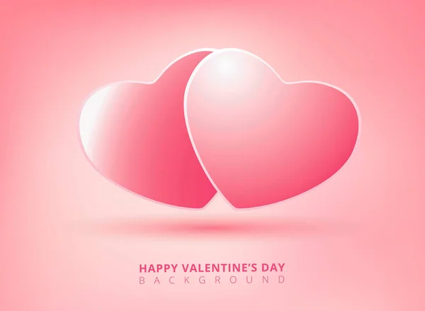 Felice giorno di San Valentino su sfondo rosa con cuori gemelli. Vettore — Vettoriale Stock