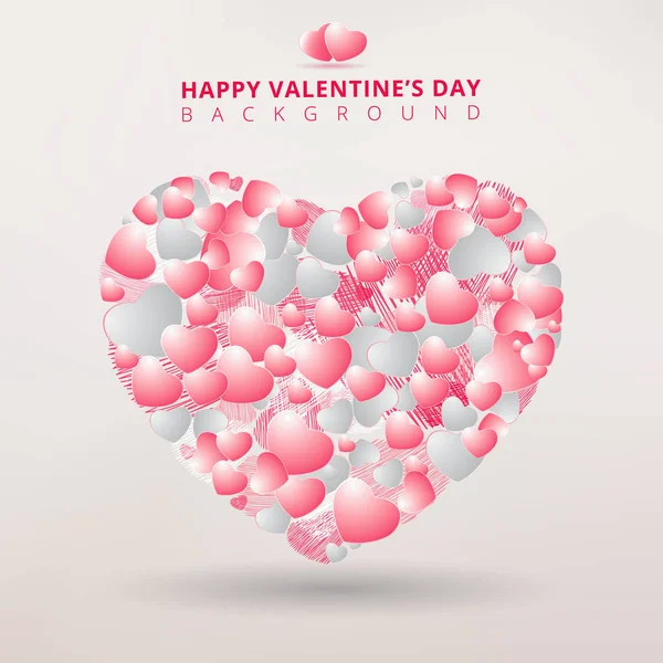 San Valentino e cuore decorativo sfondo con molto cuore — Vettoriale Stock
