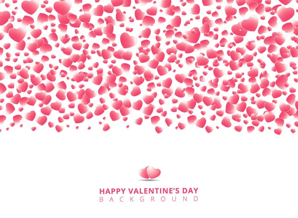 Happy Valentine 's day card with hearts pink on white background — стоковый вектор