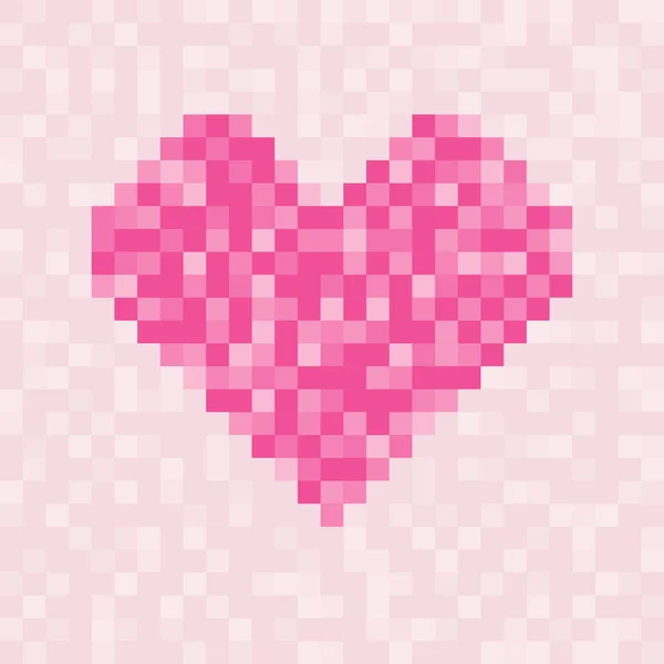 Pixel różowy serce symbol kratka na Walentynki. — Wektor stockowy