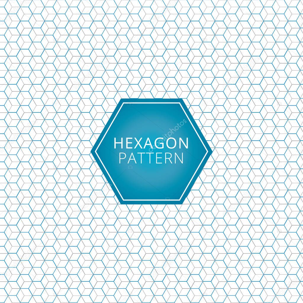 Abstract geometric blue, gray hexagon pattern overlap background