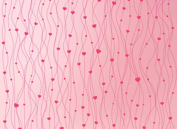 Joyeuse Saint Valentin. Rayures verticales ligne ondulée rose avec coeur — Image vectorielle