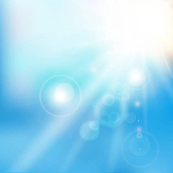 春夏太陽フレア抽象的な青空色の背景. — ストックベクタ