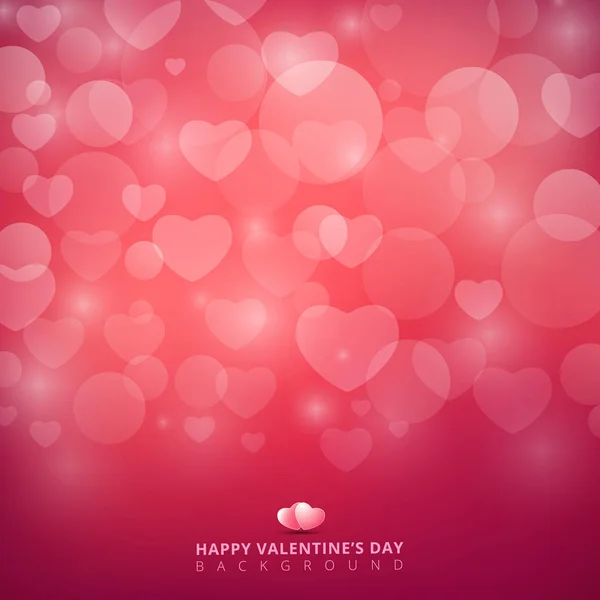 Joyeuse Saint-Valentin avec bokeh coeur brillant sur fond rose — Image vectorielle