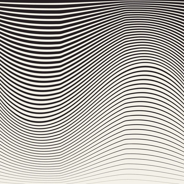 Soyut siyah ve beyaz noktalı resim dikey dalgalar çizgili desen — Stok Vektör