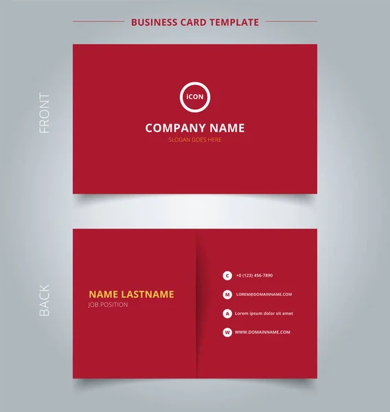 Cartão de visita criativo e modelo de cartão de nome backgrou cor vermelha — Vetor de Stock