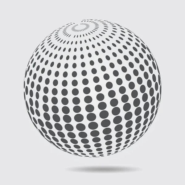 3D Sphere logo halftone pattern. Circle dotted design element is — Stock Vector