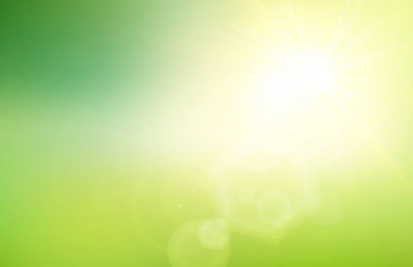Abstrato verde natureza gradiente desfocado fundo com luz solar — Vetor de Stock