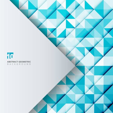 Soyut geometrik desen mavi renkli üçgenler beyaz trian ile