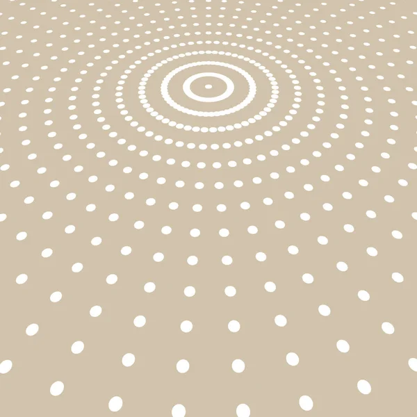 Абстрактні білі кольорові крапки візерунок радіуса напівтону на світло-коричневому — стоковий вектор