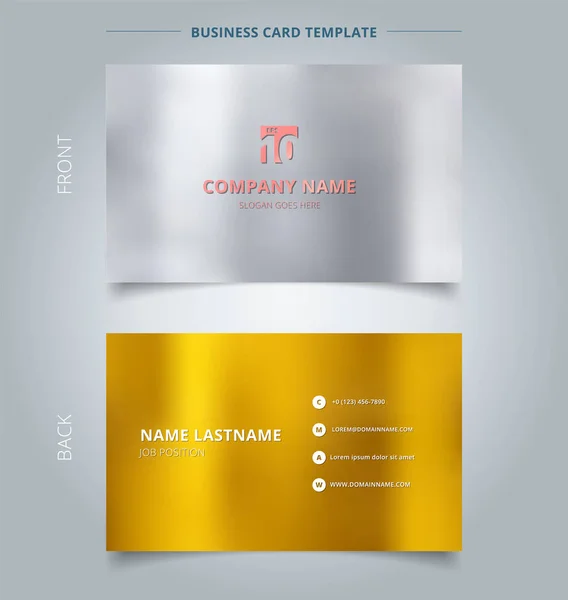 Creative business card and name card template, Silver and gold c — Stock Vector