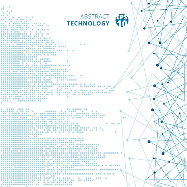 Tecnología abstracta digital de datos cuadrado azul patrón píxel con — Vector de stock