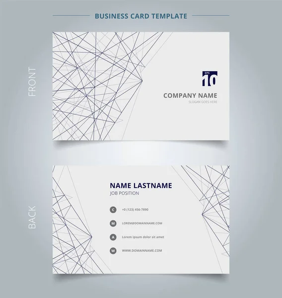 Nombre tarjeta de negocios plantilla líneas estructura sobre fondo blanco . — Vector de stock