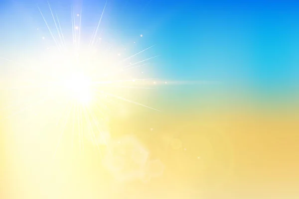 Puesta de sol de verano y cielo con destello bokeh sobre fondo borroso . — Archivo Imágenes Vectoriales
