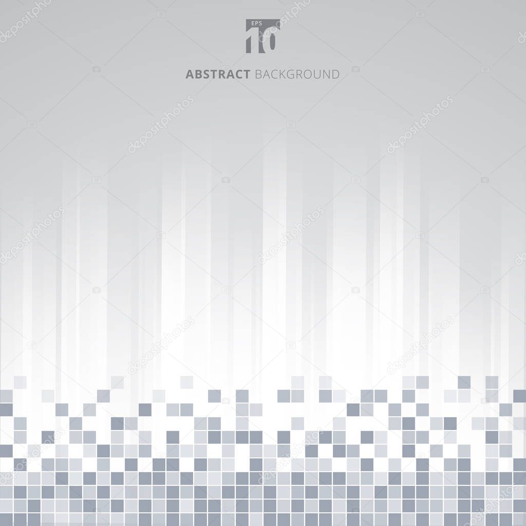 Abstract technology data pixel squares pattern on white striped 