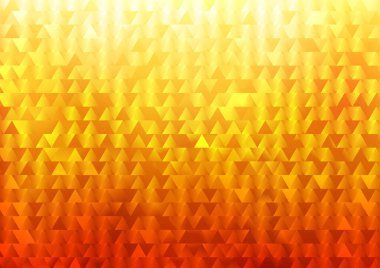 Soyut arkaplan geometrik üçgen deseni, turuncu renk gradyanı ve ışık ışınlarını şekillendirir. Vektör illüstrasyonu