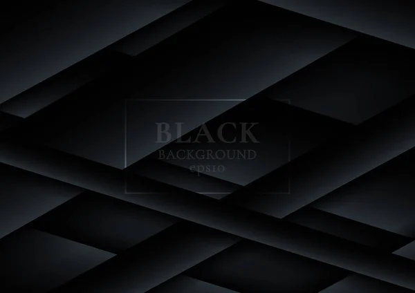 Papel Negro Abstracto Corta Capas Superpuestas Sobre Fondo Oscuro Ilustración — Vector de stock