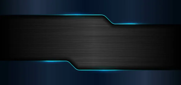 3D afiş ağ şablonu geometrik mavi parlak metalik siyah metal zemin ve metnin için boşluğu olan doku. Teknoloji konsepti. Vektör illüstrasyonu