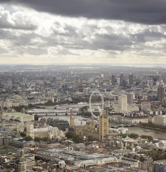 A légi felvétel a város, London Eye — Stock Fotó