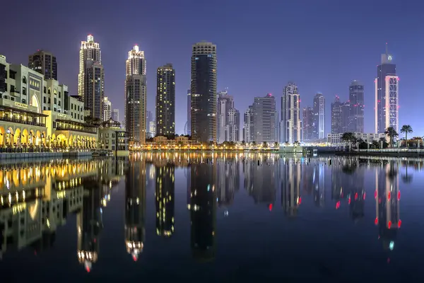 Cityscape Burj Khalifa Building Night Dubai United Arab Emirates — Stock Photo, Image