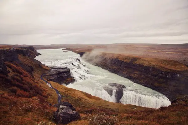 Прекрасный Водопад Галфосс Зимой Исландия — стоковое фото