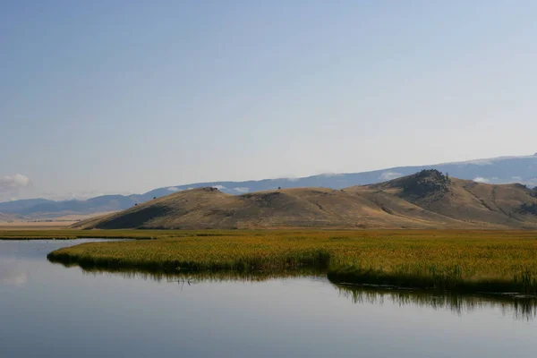 Göl Dağ Manzaralı Görünümünü Yatay Wyoming Amerika Usa — Stok fotoğraf