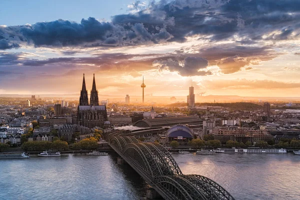 Festői Kilátás Nyílik Cologne Rajna Folyón Németország — Stock Fotó