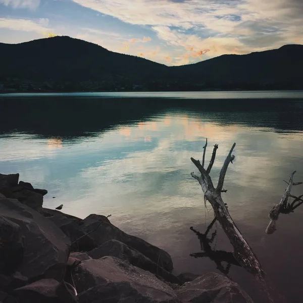 Vista Panorâmica Paisagem Lago Montanha Hobart Tasmânia Austrália — Fotografia de Stock