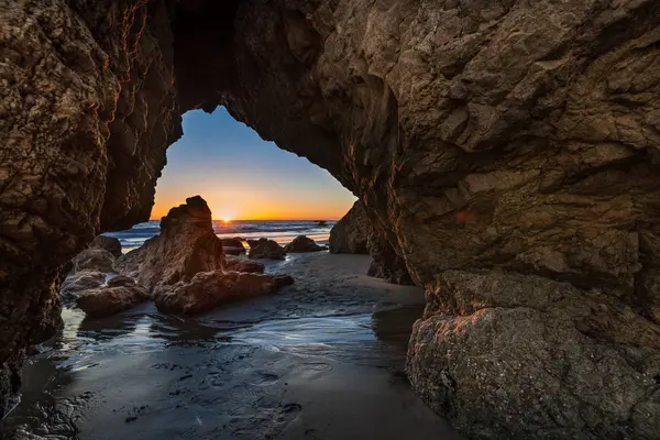 Plage Matador Coucher Soleil Santa Barbara Californie Amérique Usa — Photo