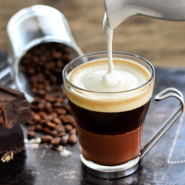 Czekolada Bitą Śmietana Picie Kawy — Zdjęcie stockowe