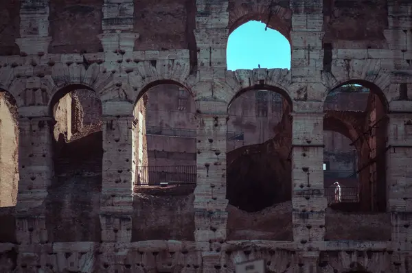 Doğal Görünümünü Coliseum Cephe Harabelere Roma Talya — Stok fotoğraf